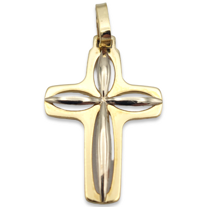 14k Two-Tone Cross Pendant