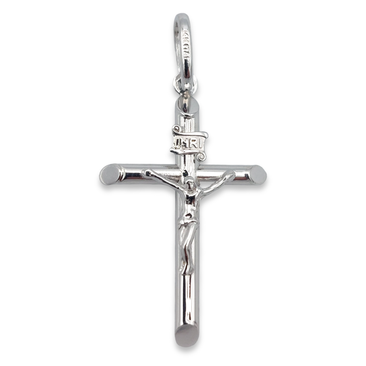 14k White Crucifix Pendant