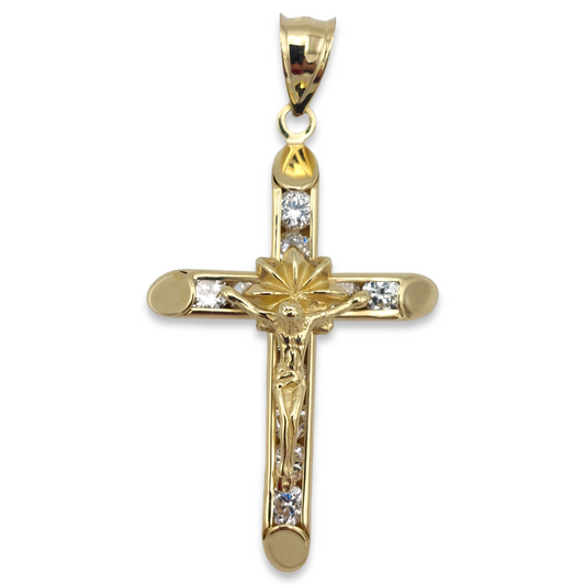 14k CZ Crucifix Pendant