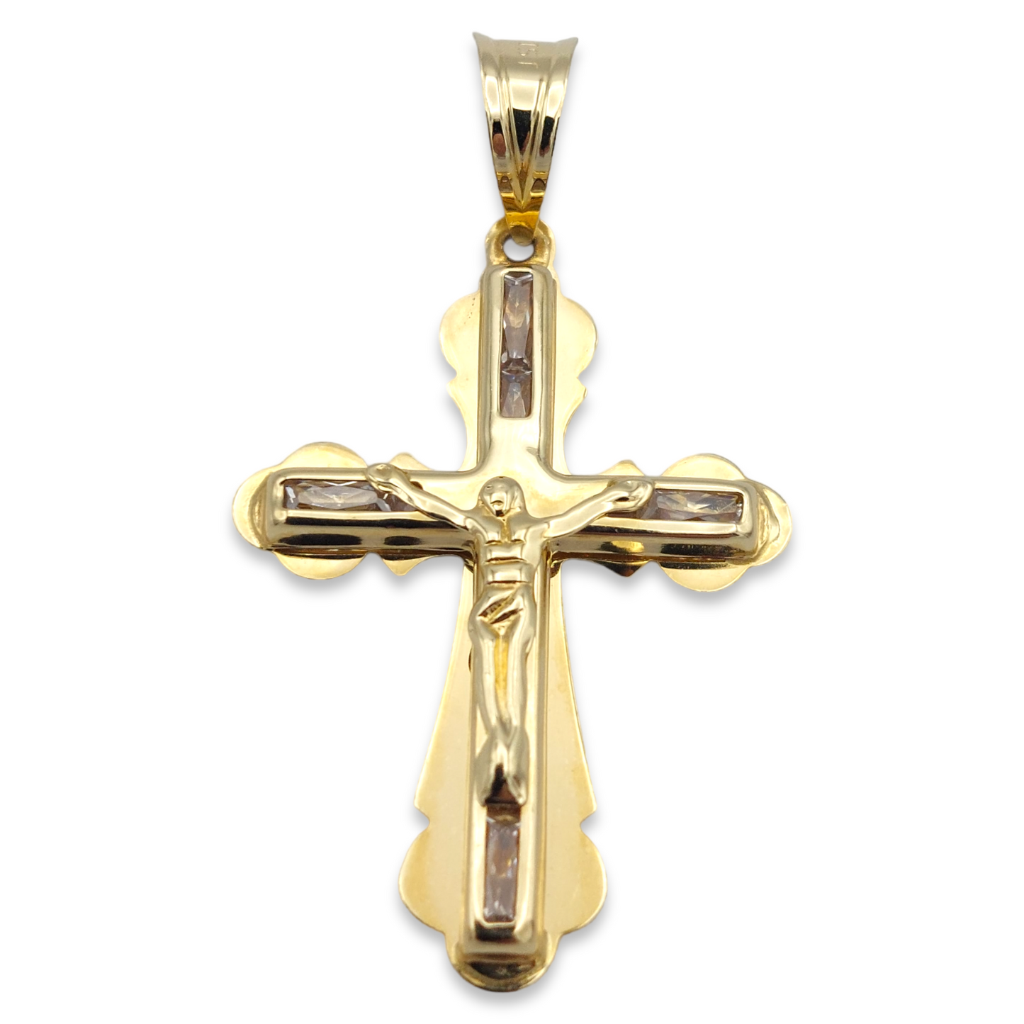 14k CZ Crucifix Pendant