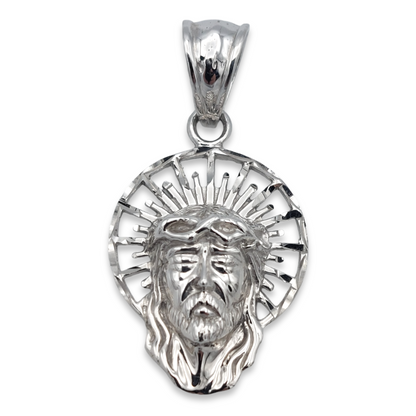 14k White Christ Head Pendant