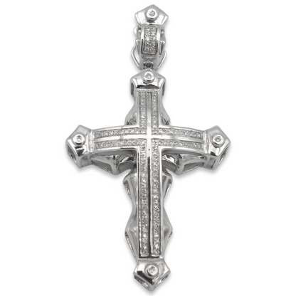 14k White Diamond Cross Pendant