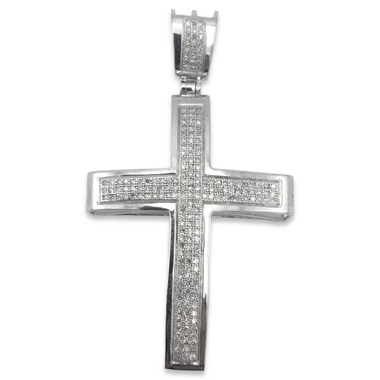 14k White Diamond Cross Pendant