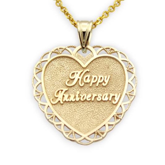 14k Happy Anniversary Heart Charm