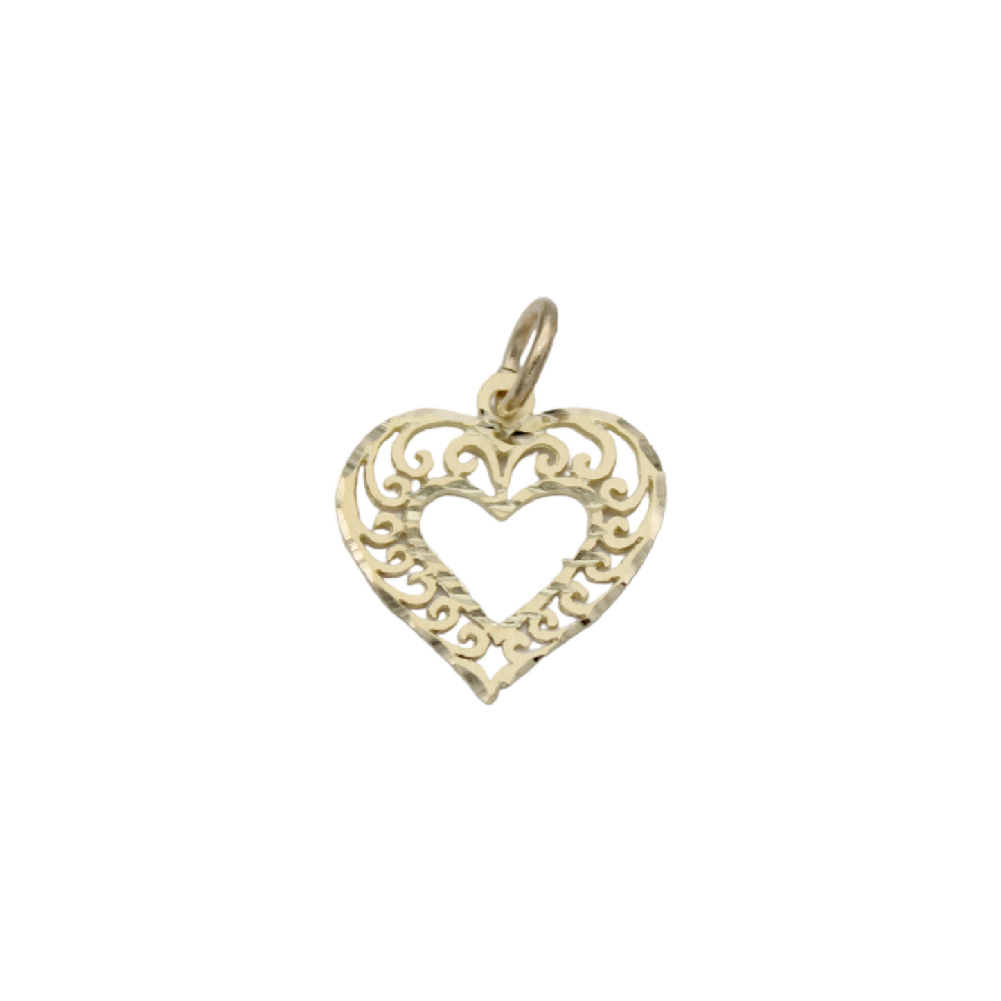 14k Filigree Heart Charm