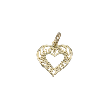 14k Filigree Heart Charm