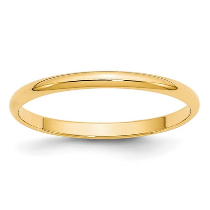 14k Half Round Lightweight Wedding Bands - 2.00 mm