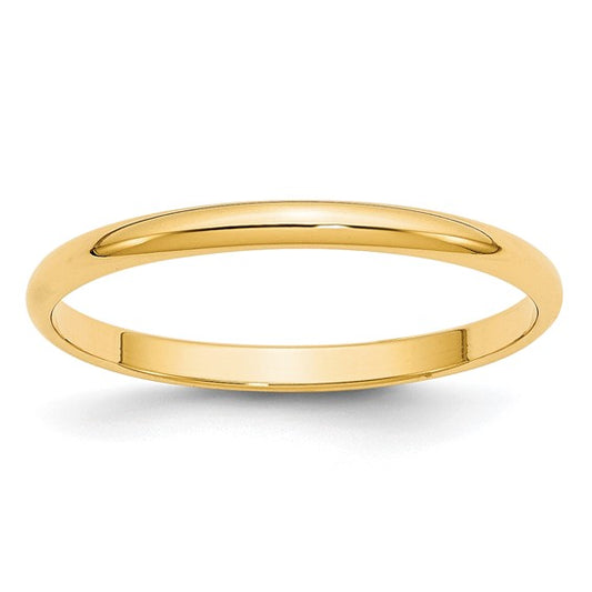 14k Half Round Lightweight Wedding Bands - 2.00 mm