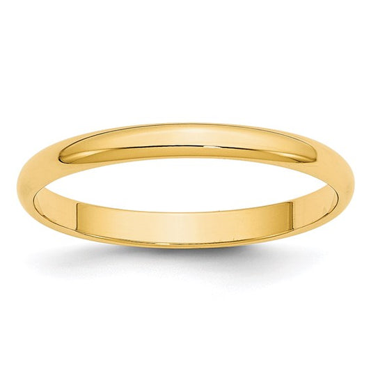 14k Half Round Lightweight Wedding Bands - 2.50 mm