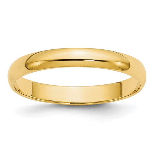 14k Half Round Lightweight Wedding Bands - 3.00 mm