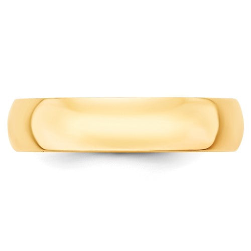 14k Half Round Lightweight Wedding Bands - 5.00 mm