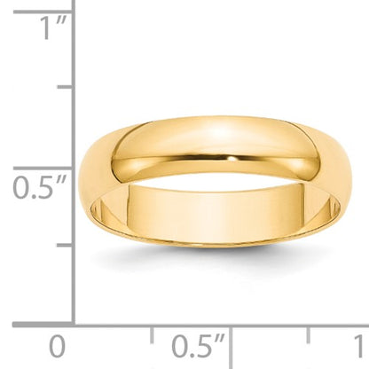 14k Half Round Lightweight Wedding Bands - 5.00 mm