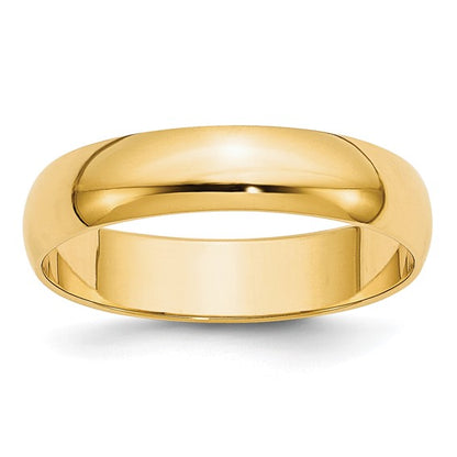 14k Half Round Lightweight Wedding Bands - 5.00 mm