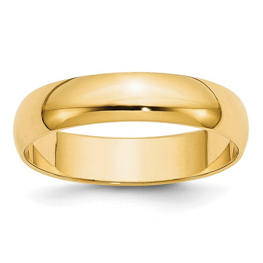 14k Half Round Lightweight Wedding Bands - 5.00 mm