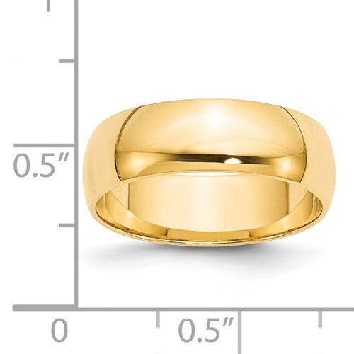 14k Half Round Lightweight Wedding Bands - 6.00 mm