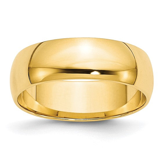 14k Half Round Lightweight Wedding Bands - 6.00 mm