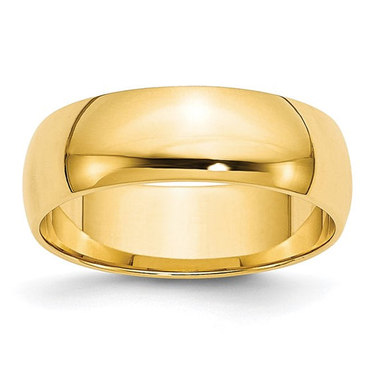 14k Half Round Lightweight Wedding Bands - 6.00 mm