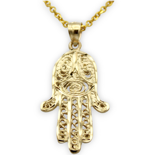 14k Filigree Hand of God Pendant