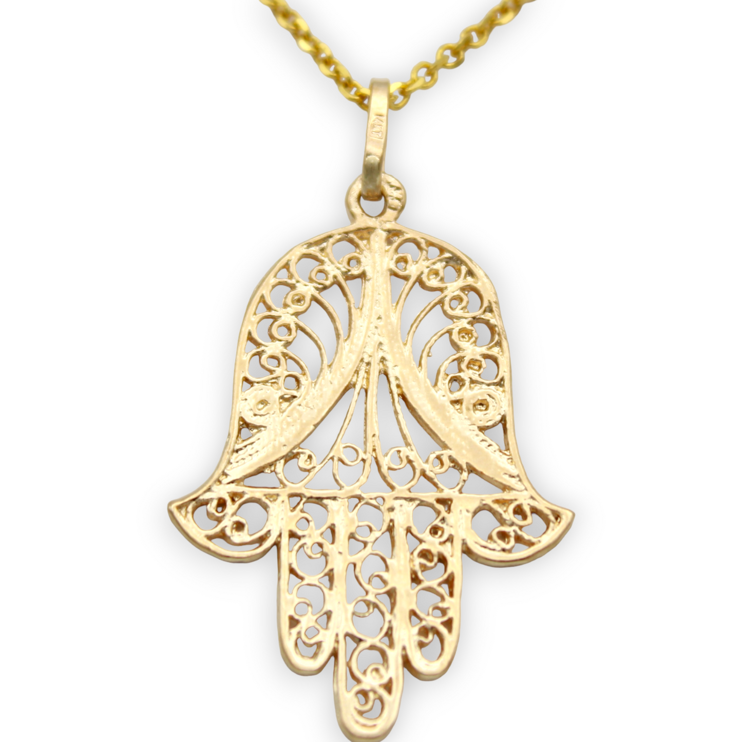 14k Filigree Hand of God Pendant