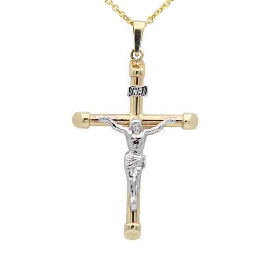 14k Two-Tone Crucifix Pendant