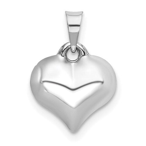 14k White Gold Puffed Heart Charm