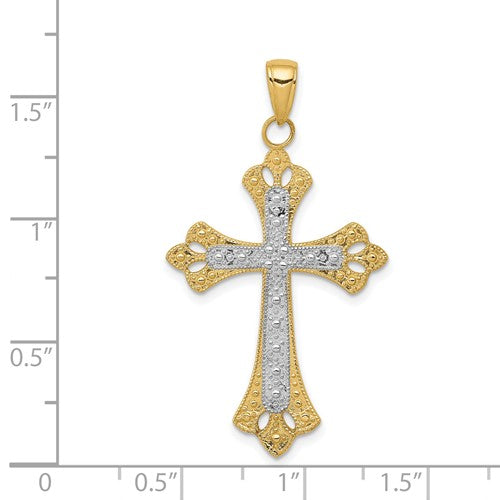 14k Two-Tone Cross Pendant