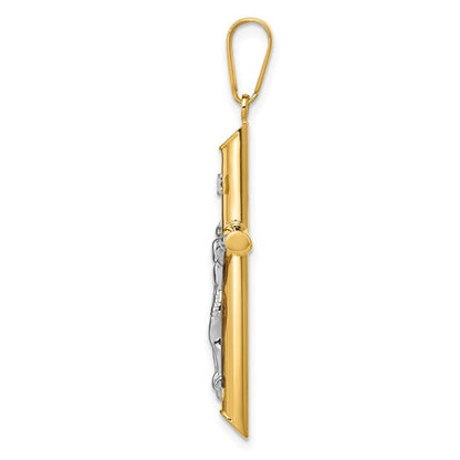 14k Two-Tone Gold Crucifix Pendant