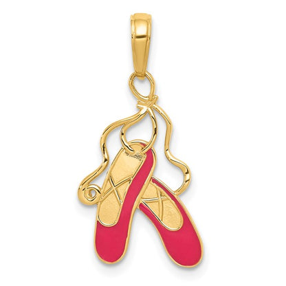 14k Pink Enameled Ballet Slippers Charm