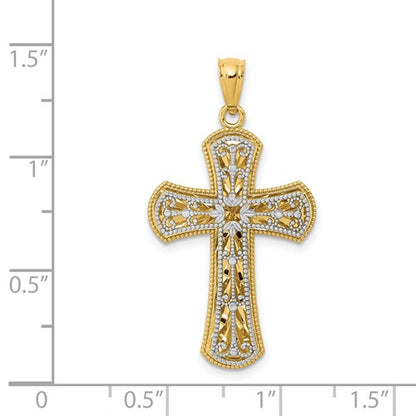 14k Two-Tone Cross Pendant