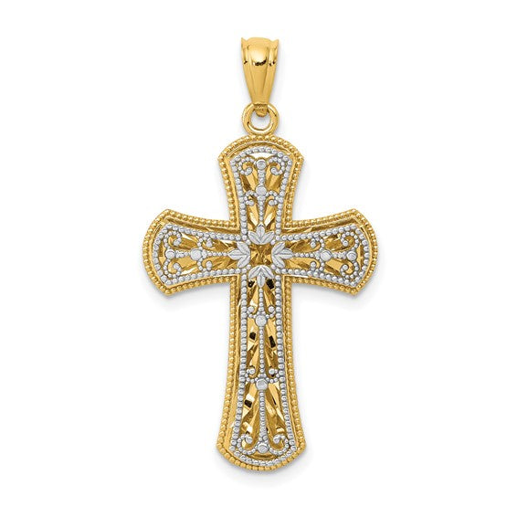 14k Two-Tone Cross Pendant