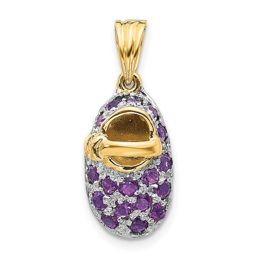14k Two-Tone Birthstone Baby Booties Charm