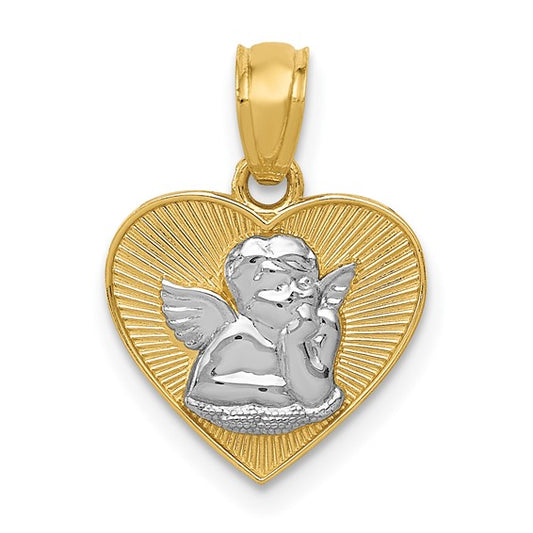 14k Two-Tone Angel Heart Charm