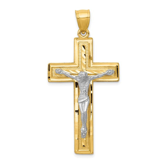 14k Two-Tone Crucifix Pendant