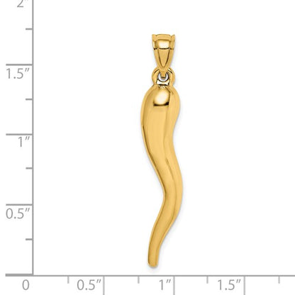 14k Semi-Solid 44 mm Italian Horn Charm