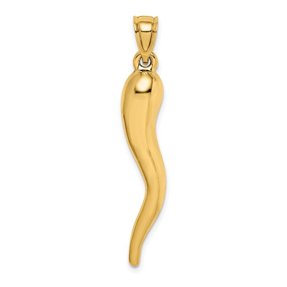 14k Semi-Solid 44 mm Italian Horn Charm