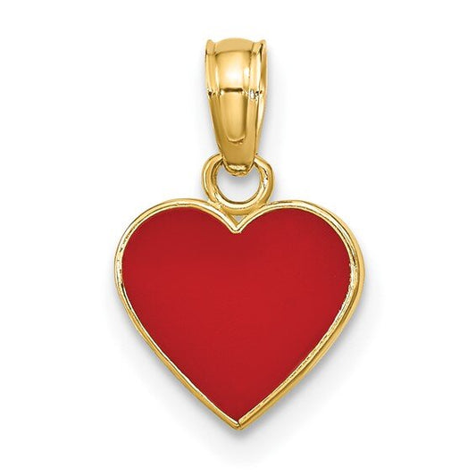 14k Enameled Heart Charm