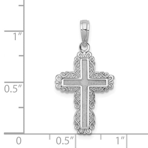 14k White Cross Pendant