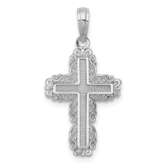 14k White Cross Pendant