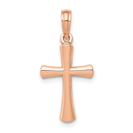 14k Rose Polished Cross Pendant