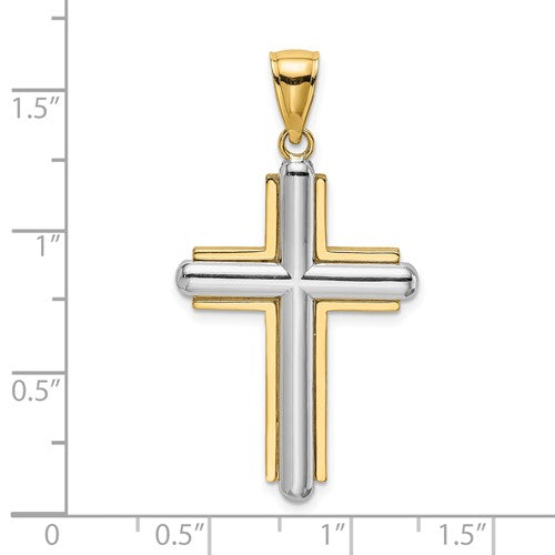 14k Two-Tone Cross Pendant