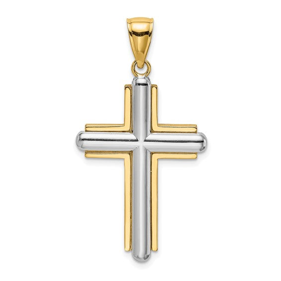 14k Two-Tone Cross Pendant