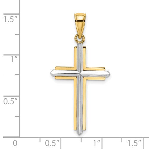 14k Two-Tone Cross Pendant