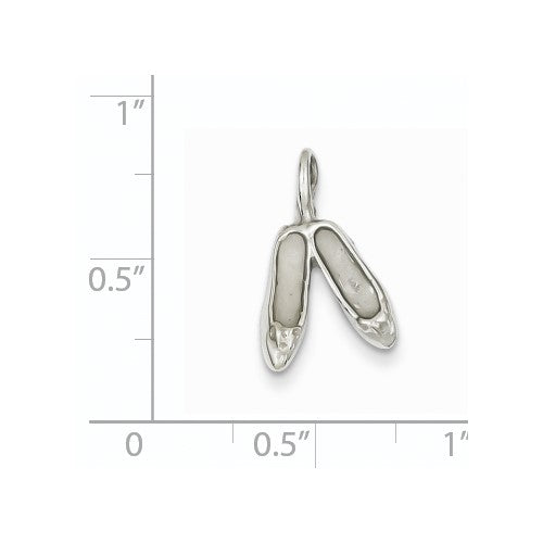 14k White Gold Solid Polished 3-Dimensional Ballet Slippers Charm