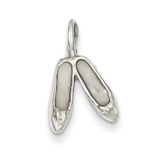 14k White Gold Solid Polished 3-Dimensional Ballet Slippers Charm