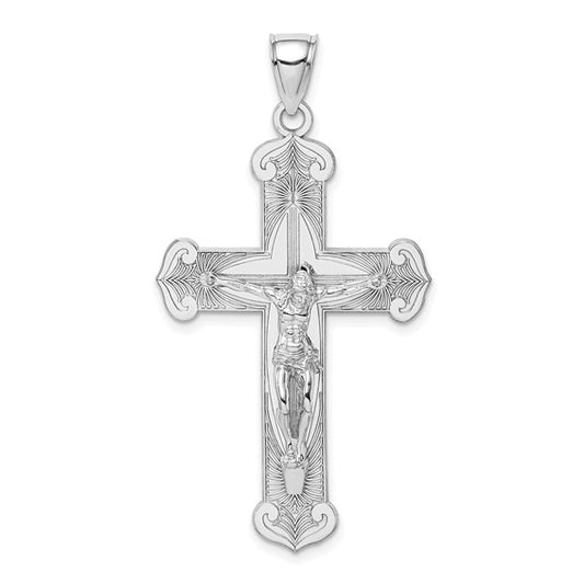 14k White Crucifix Pendant