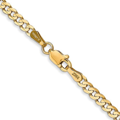 14k Open Concave Curb Link Chain - 3.00 mm