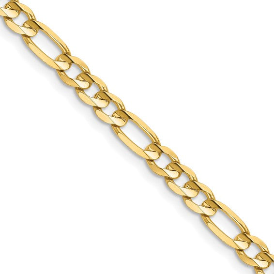 14k Concave Open Figaro Link Chain 4.80 mm