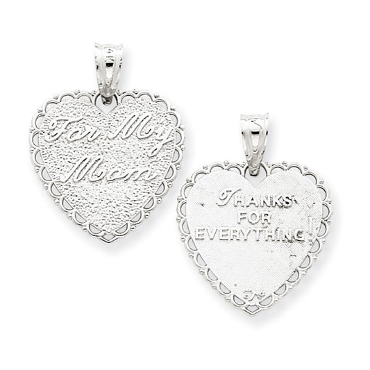 14k White For My Mom Reversible Heart Charm