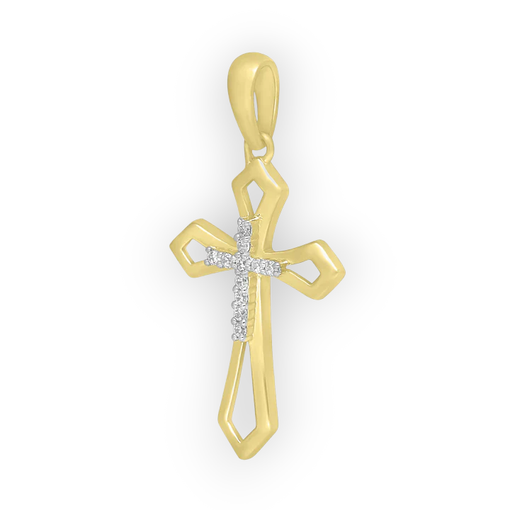 14k Diamond Cross Pendant