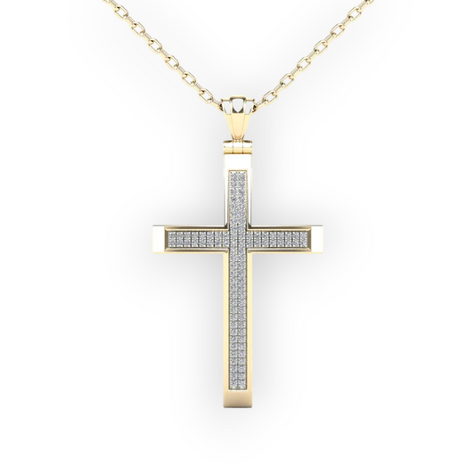 14k Micro-Pave Diamond Cross Pendant - 0.23ct TDW